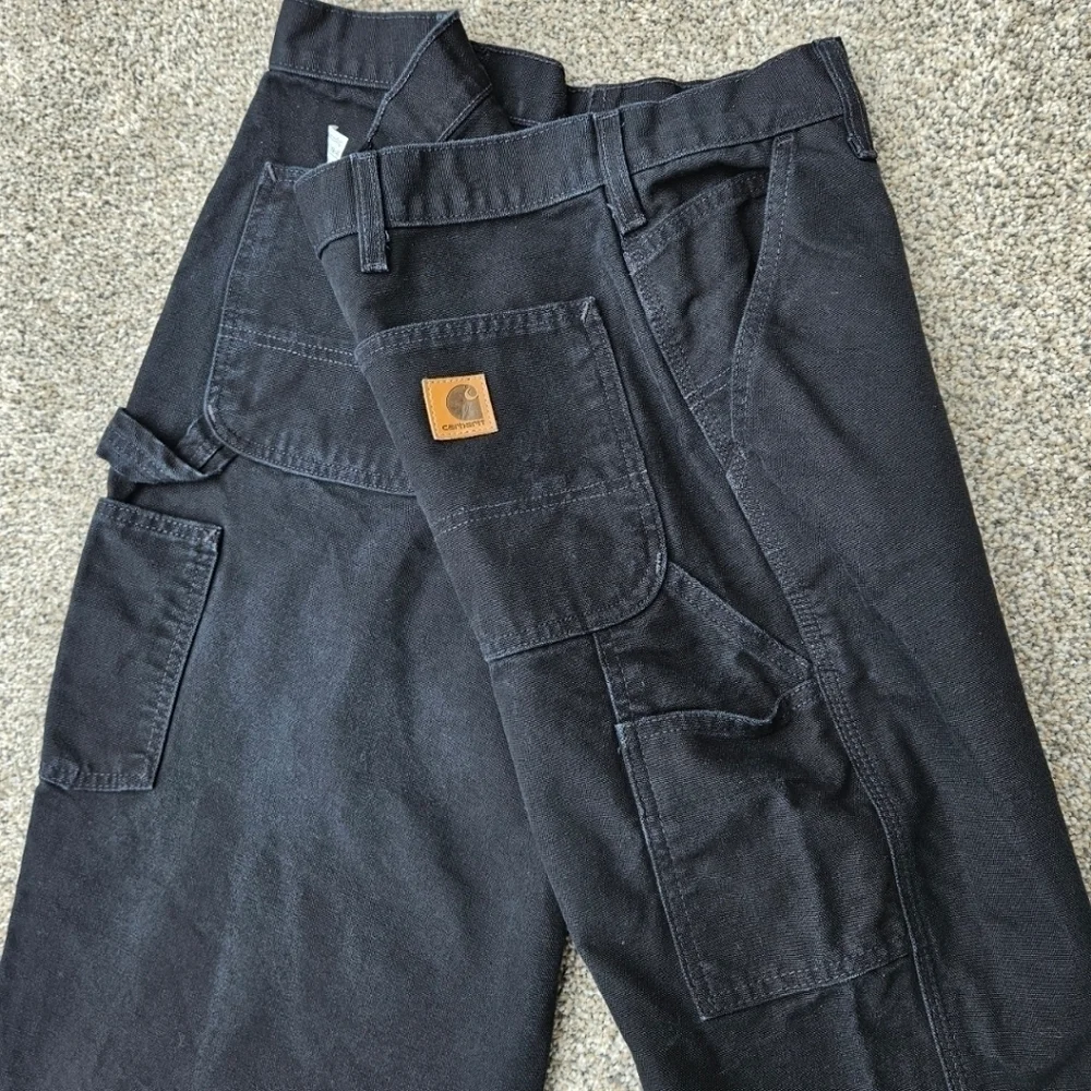 Carhartt Pants Dungaree Fit Cargo Work Pants Black B11 BLK Men's Size 38x32